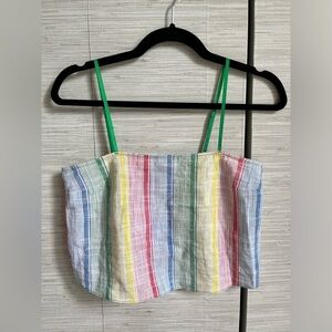 Cropped linen blend tank